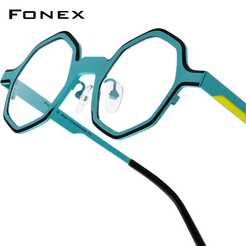FONEX Women's Pure Titanium Eyeglasses 85849 | Retro Polygon Round Frames | Ultralight Vintage Japanese Eyewear | FREE SHIPPING 👓✨