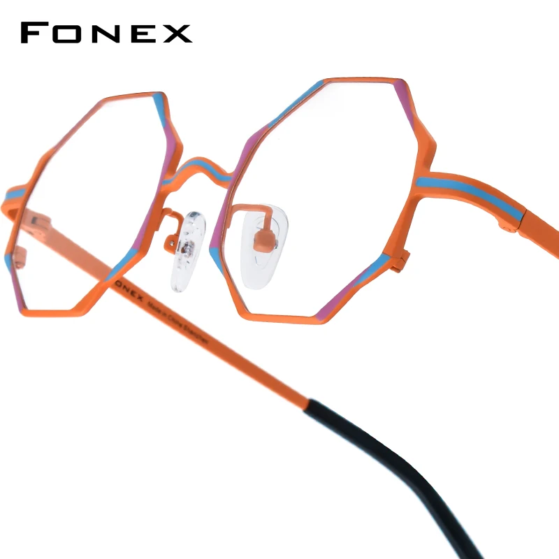 FONEX Women's Pure Titanium Eyeglasses 85849 | Retro Polygon Round Frames | Ultralight Vintage Japanese Eyewear | FREE SHIPPING 👓✨