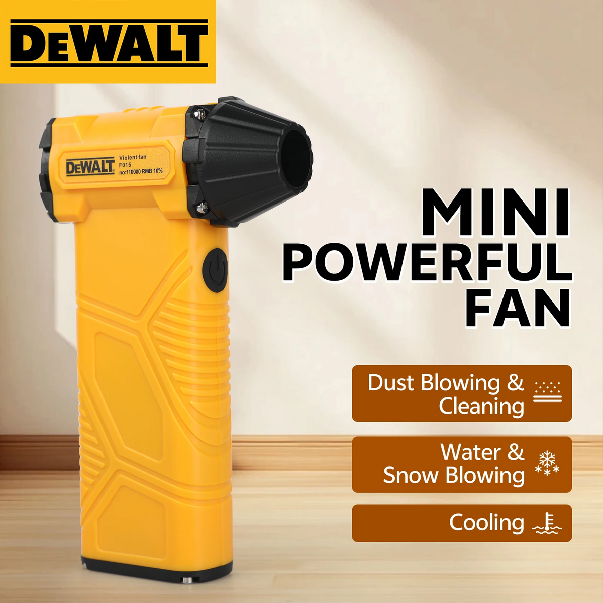 DEWALT 110000RPM Mini Turbo Jet Fan, Electric Air Plunger, Adjustable Wind Speed, Turbo Violent Blower.D15
