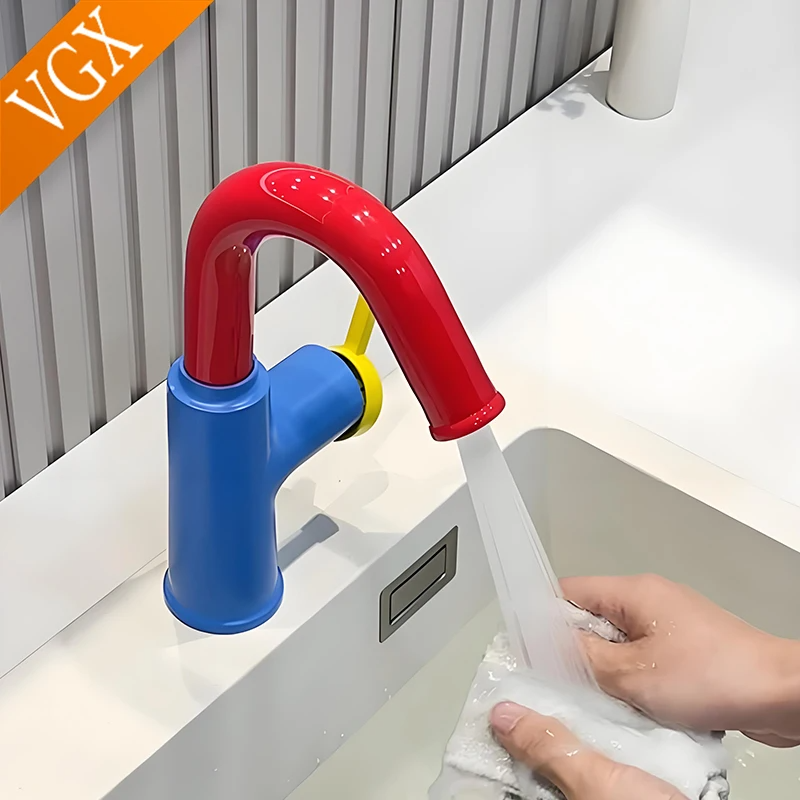 VGX Colorful Bathroom Faucets Brass Basin Mixer Sink Faucet Gourmet Pink Basin Faucet Washbasin Tapware Hot Cold Water Tap