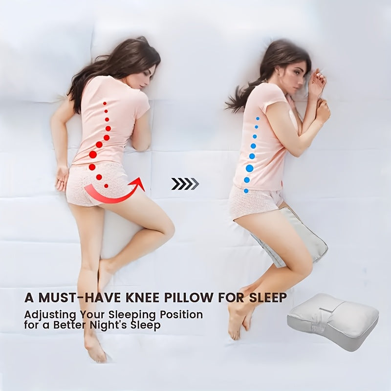 Single Leg Knee Pillow Memory Foam Side Sleeper Adjustable Strap Spine Support