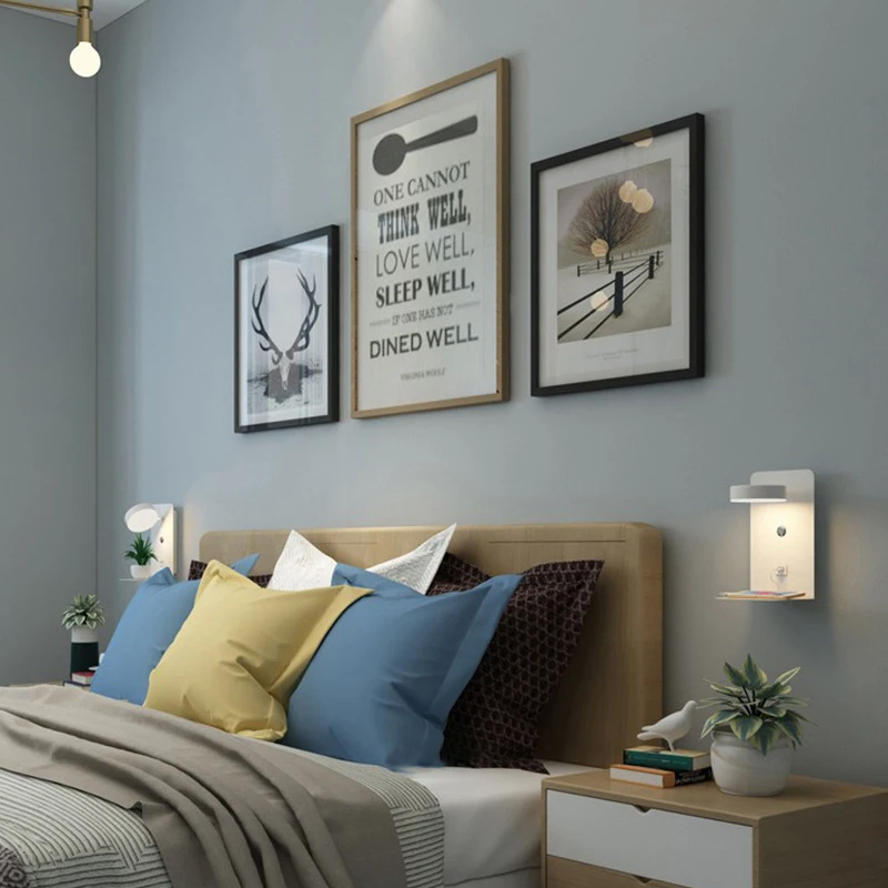 Modern LED Wall Lamp with USB Charging Port, Switch, Indoor Bedroom Living Room Wall Sconce