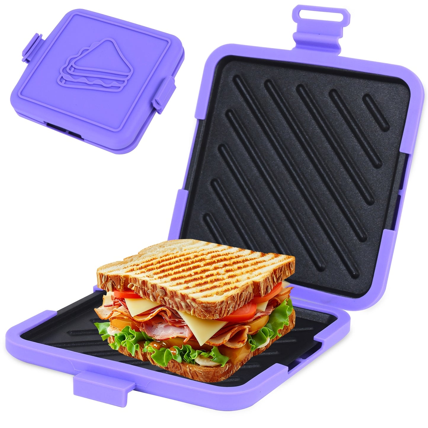 Microwave Oven Toaster Sandwich Maker • Breakfast Sandwich Maker • Non-Stick Baking Tray • Grilled Chicken Wings Chicken Breast • No Electricity Required, Wireless • Time-Saving, Fast • Dishwasher