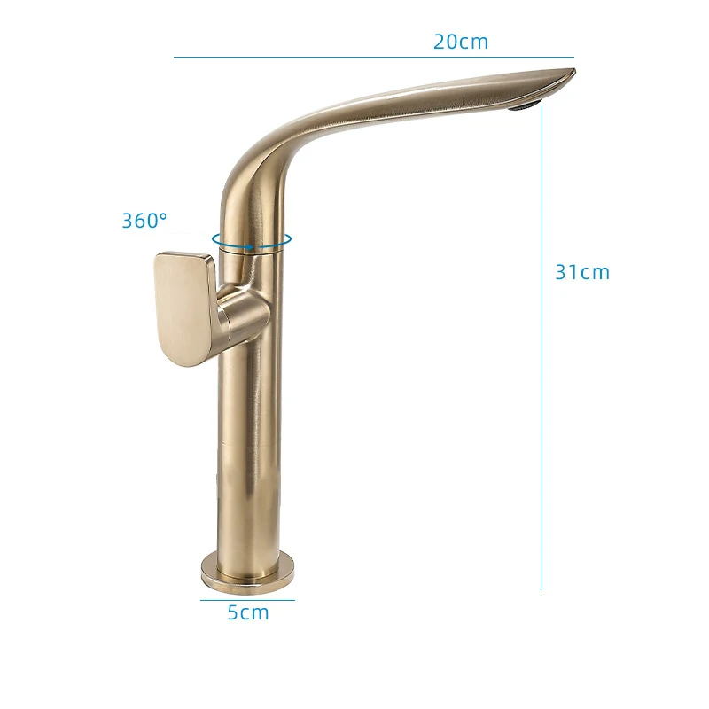Brushed Gold Basin Faucet Brass Bathroom Faucet Mixer Tap Gold Wash basin Faucet Single Handle Hot & Cold Lavotory Faucet