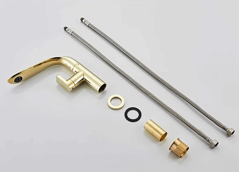 Brushed Gold Basin Faucet Brass Bathroom Faucet Mixer Tap Gold Wash basin Faucet Single Handle Hot & Cold Lavotory Faucet