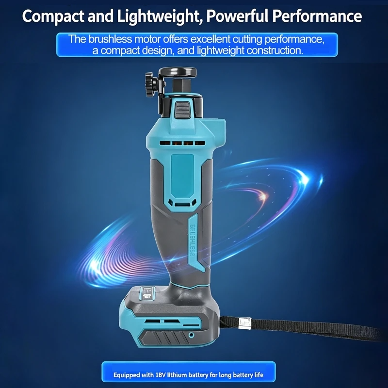 Brushless 3-Speed Electric Drywall Cut-Out Tool — 30,000 RPM Cordless Rotary Saw for DeWalt/Makita Batteries