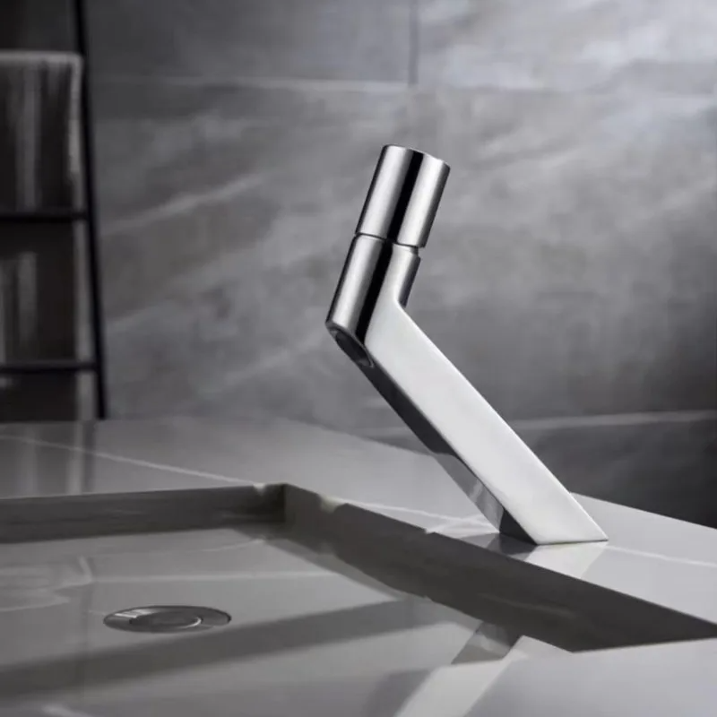 Bathroom  Mixing Faucet Creative Design Brushed Gold Cold And Hot Basin Faucets One Hole Sink Metal Tap Accessories Bath