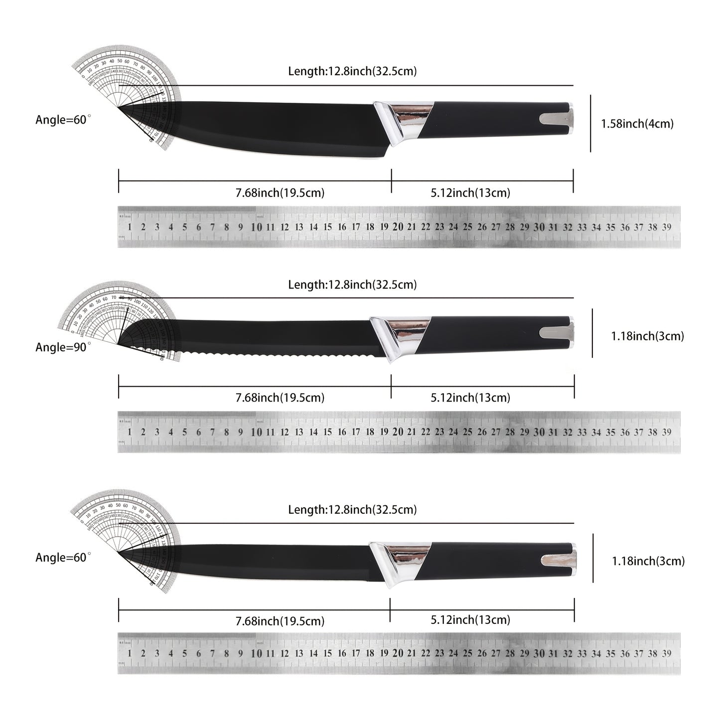 13pcs All-in-One Kitchen Knife Set with Holder - Includes 6 Steak Knives, Chef Knife, Bread Knife & Scissors - Perfect Housewarming Gift for New Home - Sharp & Durable Cooking Tools