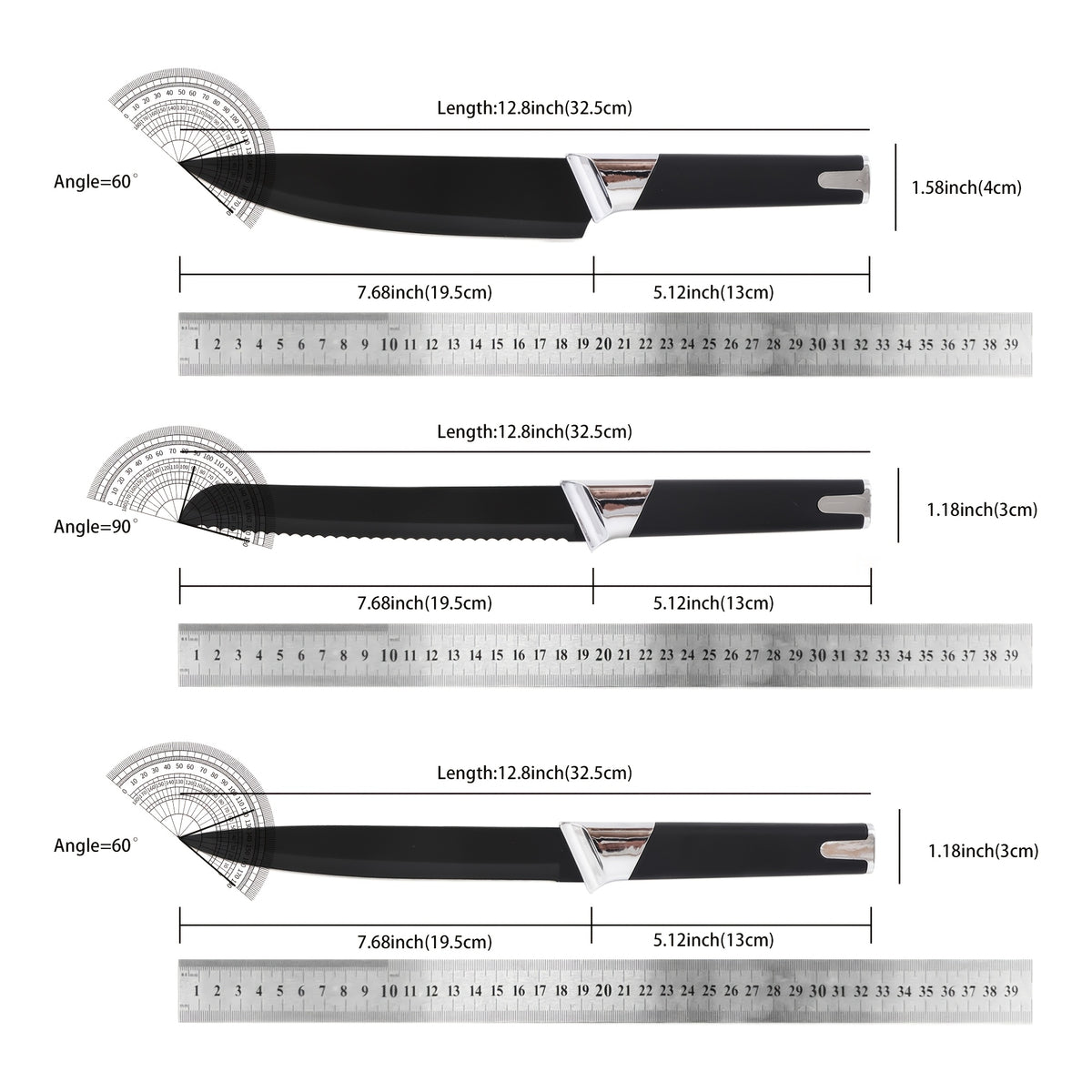 13pcs All-in-One Kitchen Knife Set with Holder - Includes 6 Steak Knives, Chef Knife, Bread Knife & Scissors - Perfect Housewarming Gift for New Home - Sharp & Durable Cooking Tools