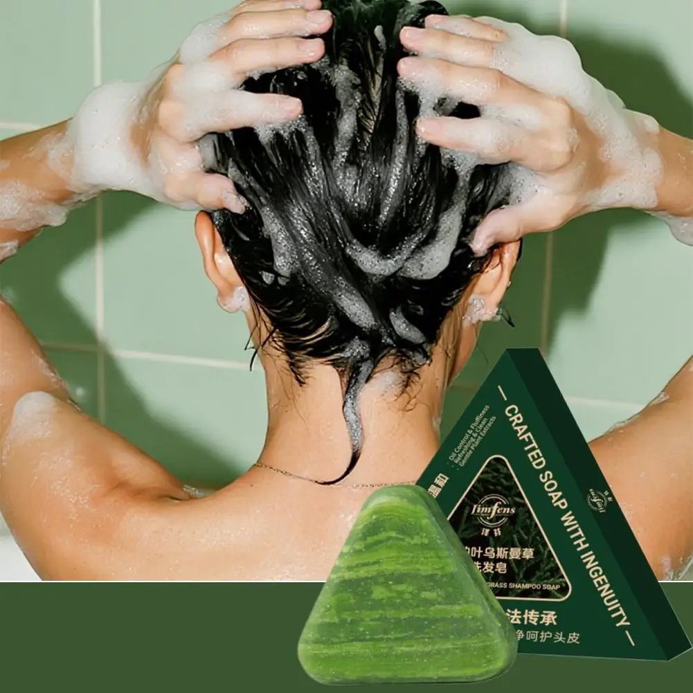 Usman Grass Shampoo Soap Cypress Leaf Polygonatum Herbal Plant Extract Refreshing Clean Oil Control & Itching 120g
