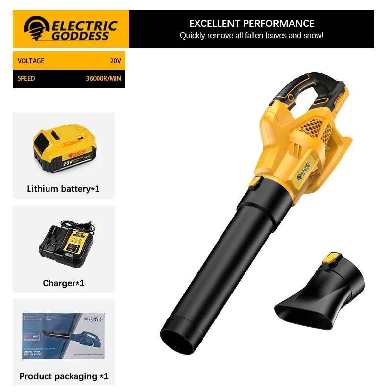 Electric Goddess Cordless Brushless Air Blower – Powerful Jet Turbo Leaf Blower for DeWalt 20V Batteries