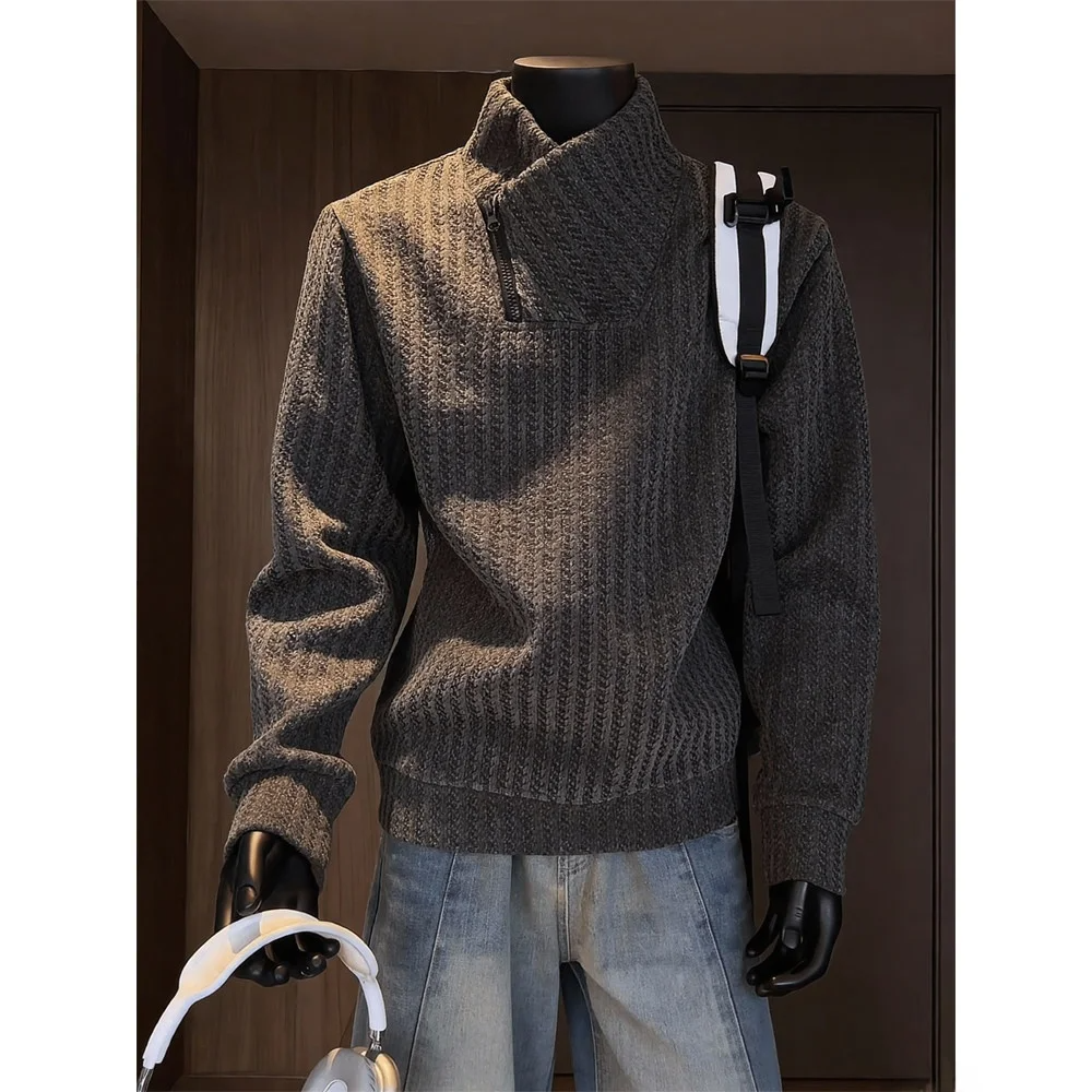 Men's Thickened Zipper Collar Hoodie — Heavyweight Autumn Winter Top