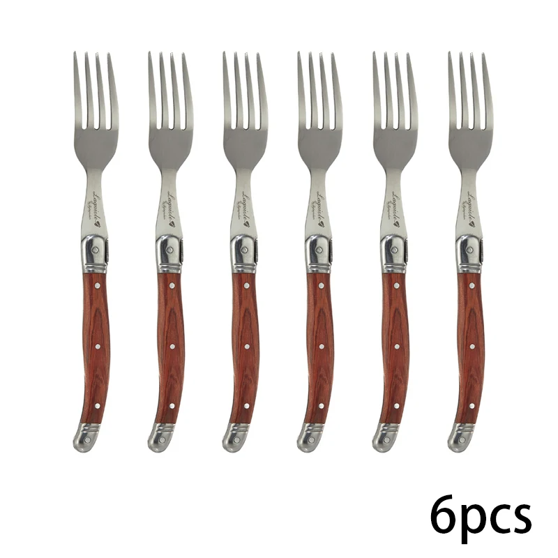 4-24PCS Laguiole Luxury Cutlery Set Rose Wood Handle Stainless Steel Dinnerware | Free Shipping