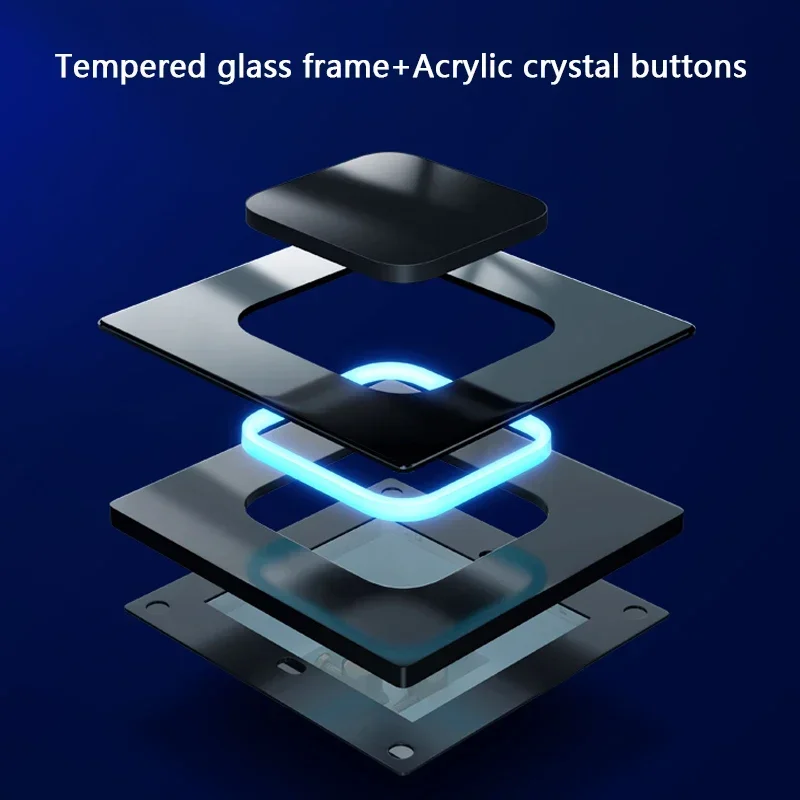 Tempered Glass Wall Light Switch 1/2/3/4 Gang 1-Way & 2-Way with LED Indicator – Universal  120 v