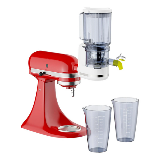 Cold Press Slow Juicer 4.9" Large Feed Chute Whole Fruits & Vegetables, 2×1L Cups For KitchenAid