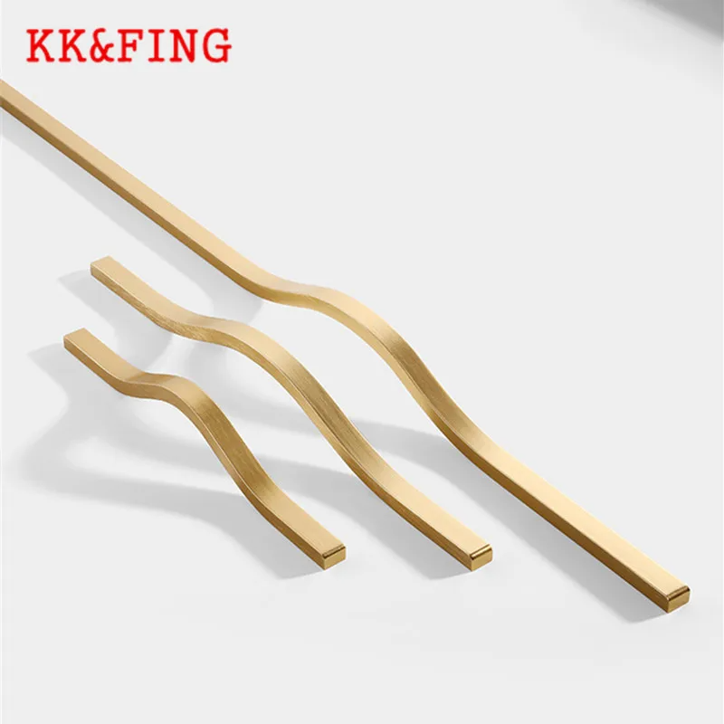 KK&FING Simple Aluminum Alloy Black Furniture Cabinet Door Handles Curved Wardrobe Drawer Cabinet Door Handle Furniture Hardware