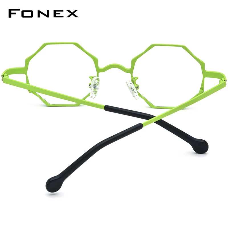 FONEX Women's Pure Titanium Eyeglasses 85849 | Retro Polygon Round Frames | Ultralight Vintage Japanese Eyewear | FREE SHIPPING 👓✨