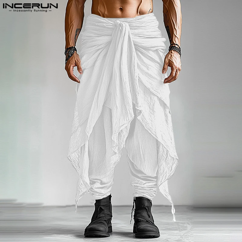 INCERUN Men’s Harem Pants – Pleated Oversized Casual Trousers, Summer Streetwea