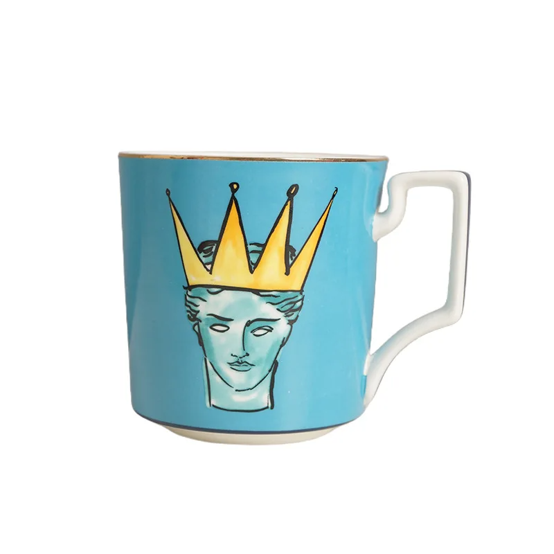 Creative Neptune Red Bone China Coffee Cup Round Storage Tray Home 400ml Tea Cup Birthday Gift Drinking Mug Home Decoration New
