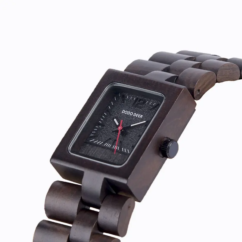 Women’s Luxury Ebony Wood Quartz Watch – Elegant Ladies Fashion Wristwatch Gift Box