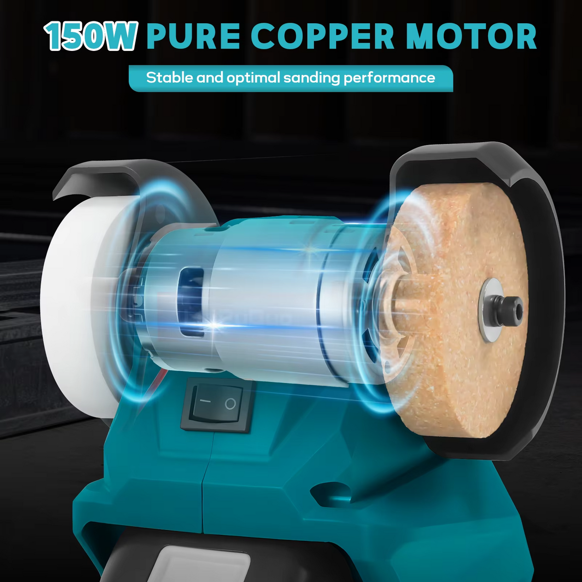 Cordless Bench Grinder 5500RPM Dual Wheel Grinder Metal Stone Knife Polishing Grinding Sharpening Tool for Makita 18V Battery