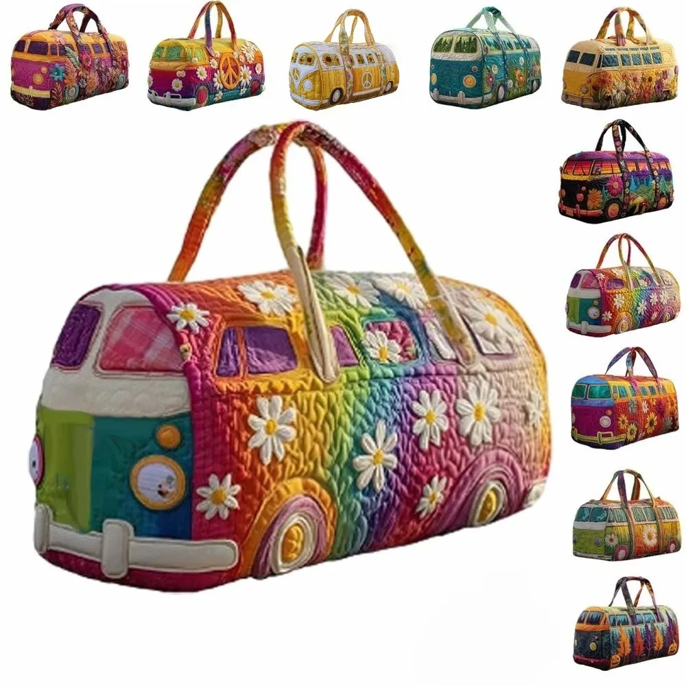 Adjustable Strap Quilted Duffle Bag – Large Capacity 3D Quilted Travel Tote Bag