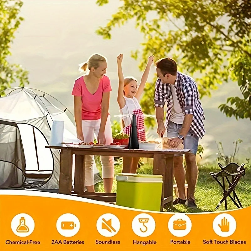 Battery Powered Portable Fly Repelling Fan with Reflective Blades Chemical Free Insect Repellent ABS Structure for Home Use