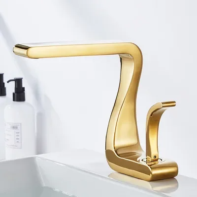 Luxury White Gold Bathroom Mixer Tap Brass Wash Basin Faucet Hot and Cold Water Sink Retro Faucet  Single Hole Faucet Bathroom