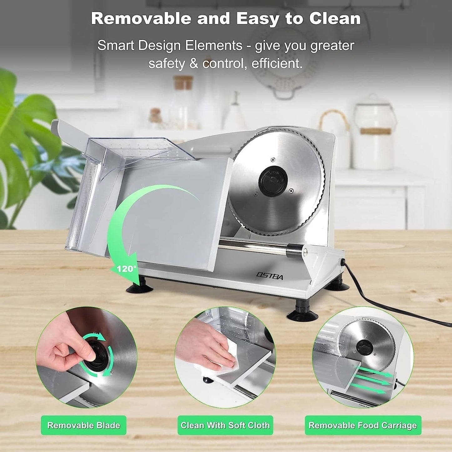 Electric Meat Slicer with 2 Removable Stainless Steel Blades | Deli Food & Bread Slicer | Free Shipping