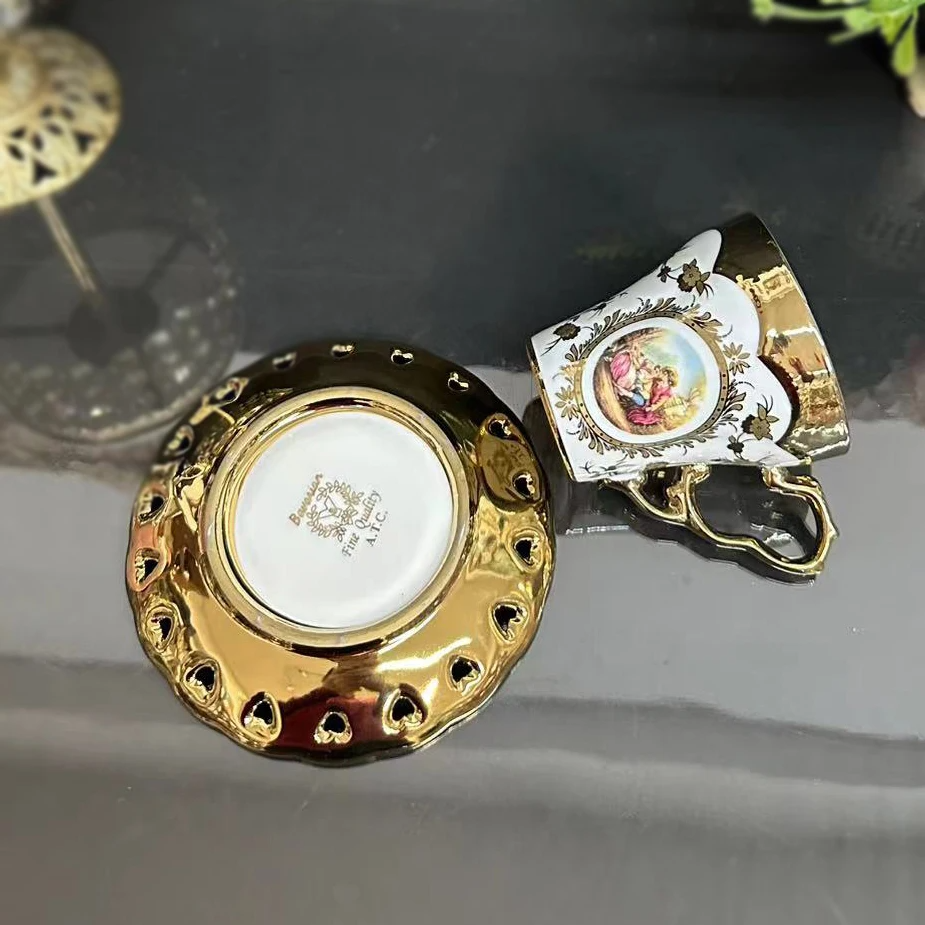 European style coffee cup set afternoon tea set European style small luxury gold-plated ceramic teapot water cup