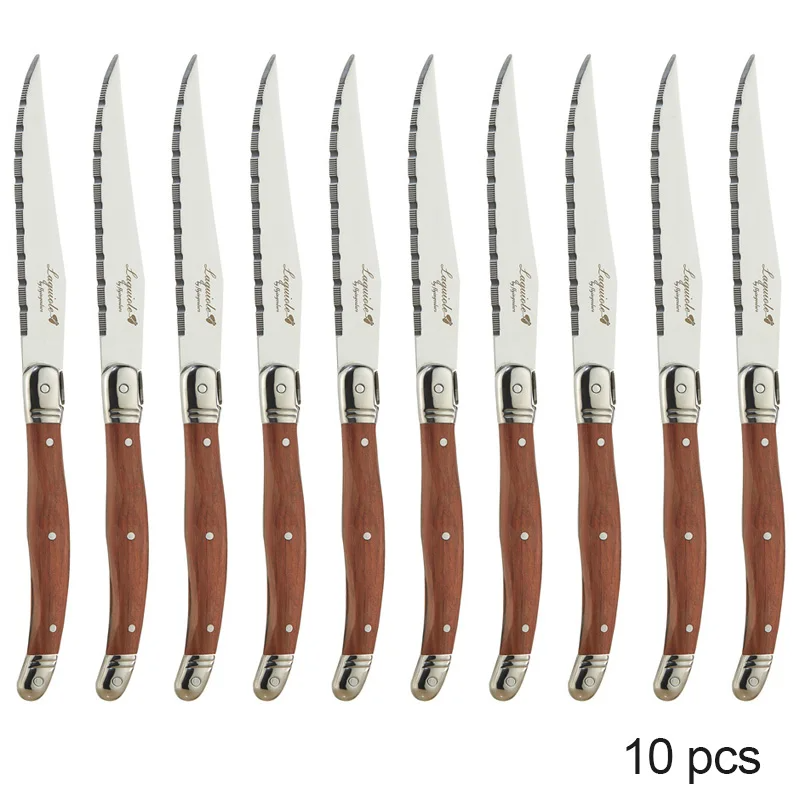 4-24PCS Laguiole Luxury Cutlery Set Rose Wood Handle Stainless Steel Dinnerware | Free Shipping