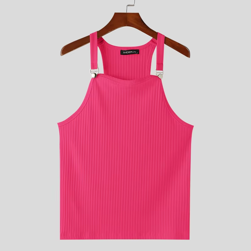 INCERUN Men's Knitted Tank Top | Solid Color Button Sleeveless Vest | Summer Streetwear Casual Fitness Fashion | FREE SHIPPING