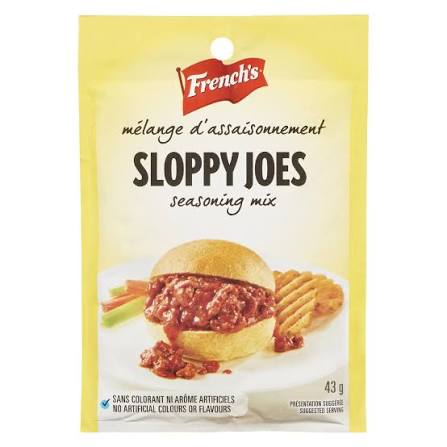 French's Sloppy Joe Seasoning Mix 43g – Classic Savory Sauce Blend for Homemade Sandwiches 3 to 12 ctv