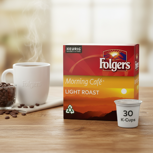 Folgers Morning Café K-Cup Coffee Pods 30 Count – Light Roast Single Serve Coffee for Keurig Brewers