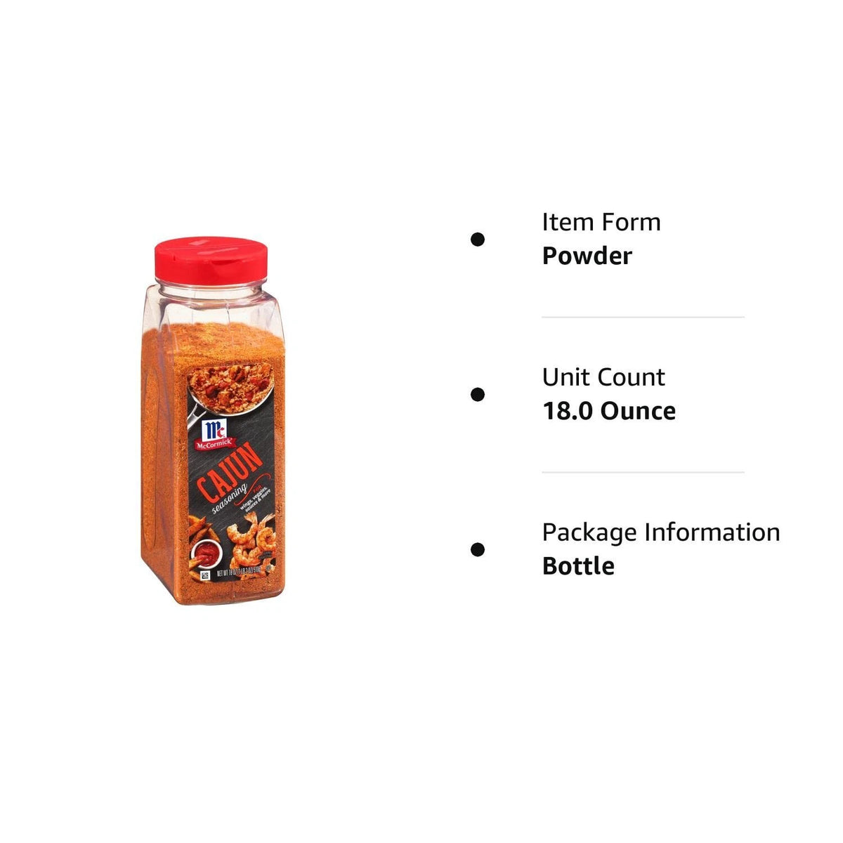 McCormick Cajun Seasoning 18 oz No MSG Added Spicy Louisiana Blend for Chicken Seafood