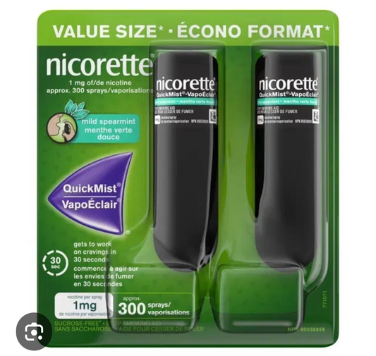 Nicorette QuickMist Nicotine Mouth Spray Value Pack – 2 x 150 Sprays Smoking Cessation Aid FREE SHIP 2026+