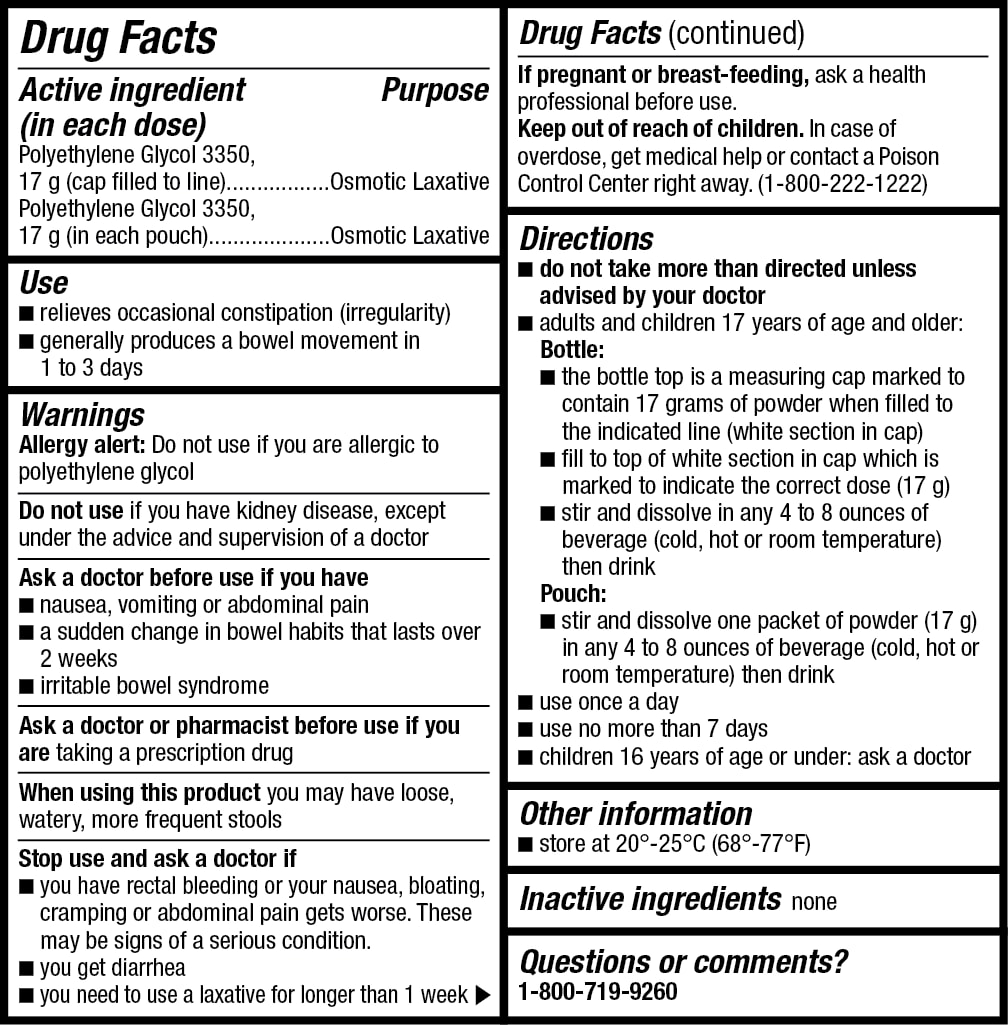 Kirkland Signature LaxaClear 100 Doses Polyethylene Glycol 3350 Powder Laxative