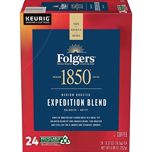 🛒    1850 by Folgers Pioneer Blend Medium Roast Coffee | 96 Keurig K-Cup Pods | 4 x 24 Count | 100% Arabica | FREE SHIPPING ☕