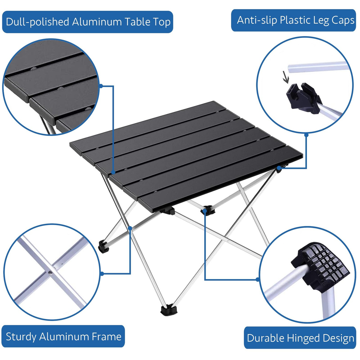 Portable Folding Camping Table  Lightweight Aluminum Beach Table