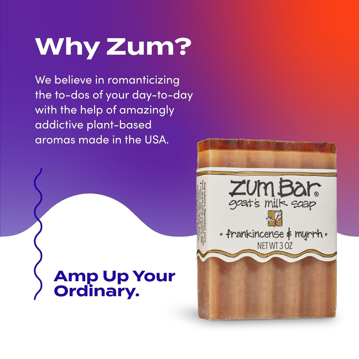 Zum Bar Goat's Milk Soap Frankincense & Myrrh | 3 oz Bars | 3-Pack | Handmade Soap | FREE SHIPPING 🧼🌿