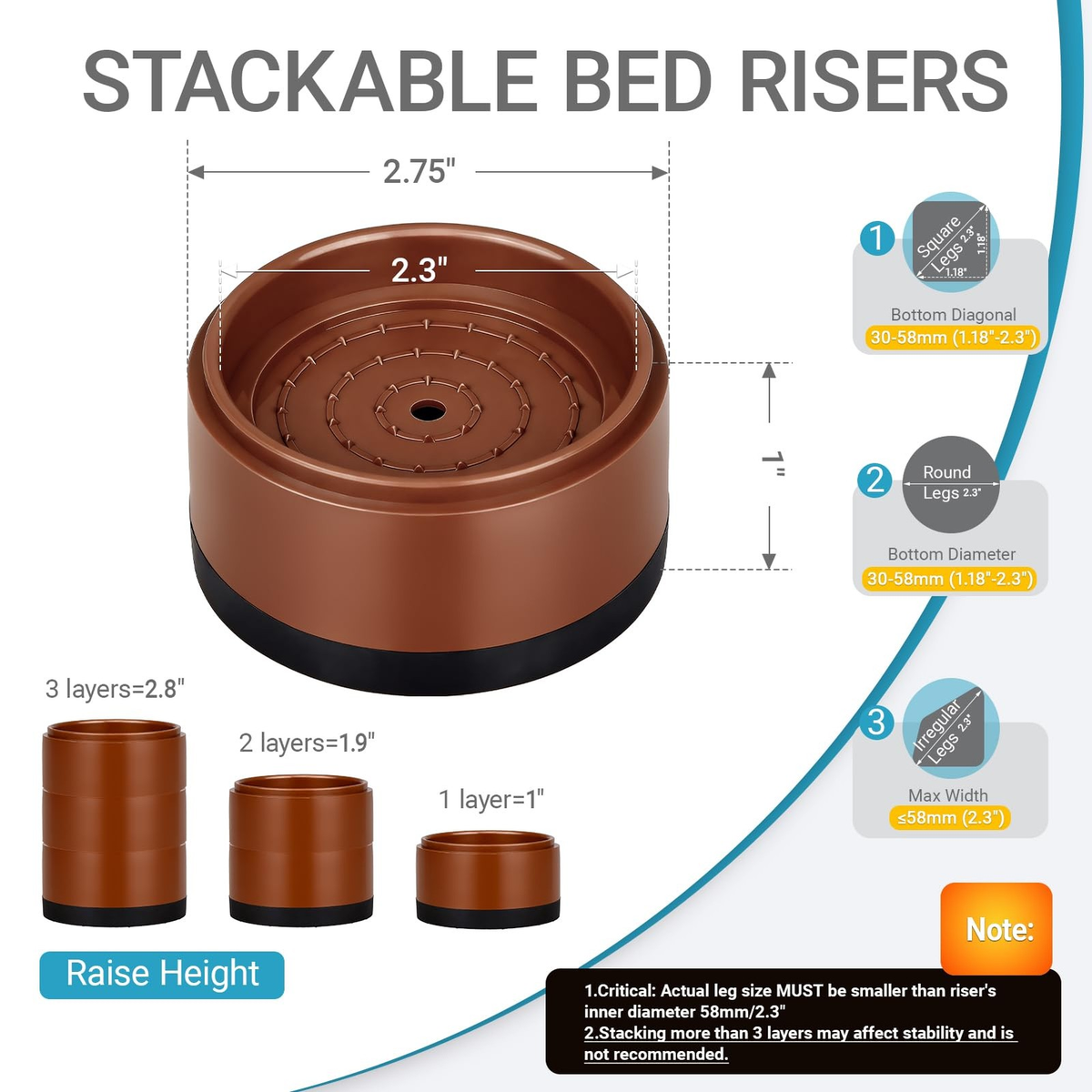 Heavy Duty Furniture Risers Set of 8 | Adjustable Bed & Sofa Elevators | Couch, Table & Chair Lifts | FREE SHIPPING 🛏️