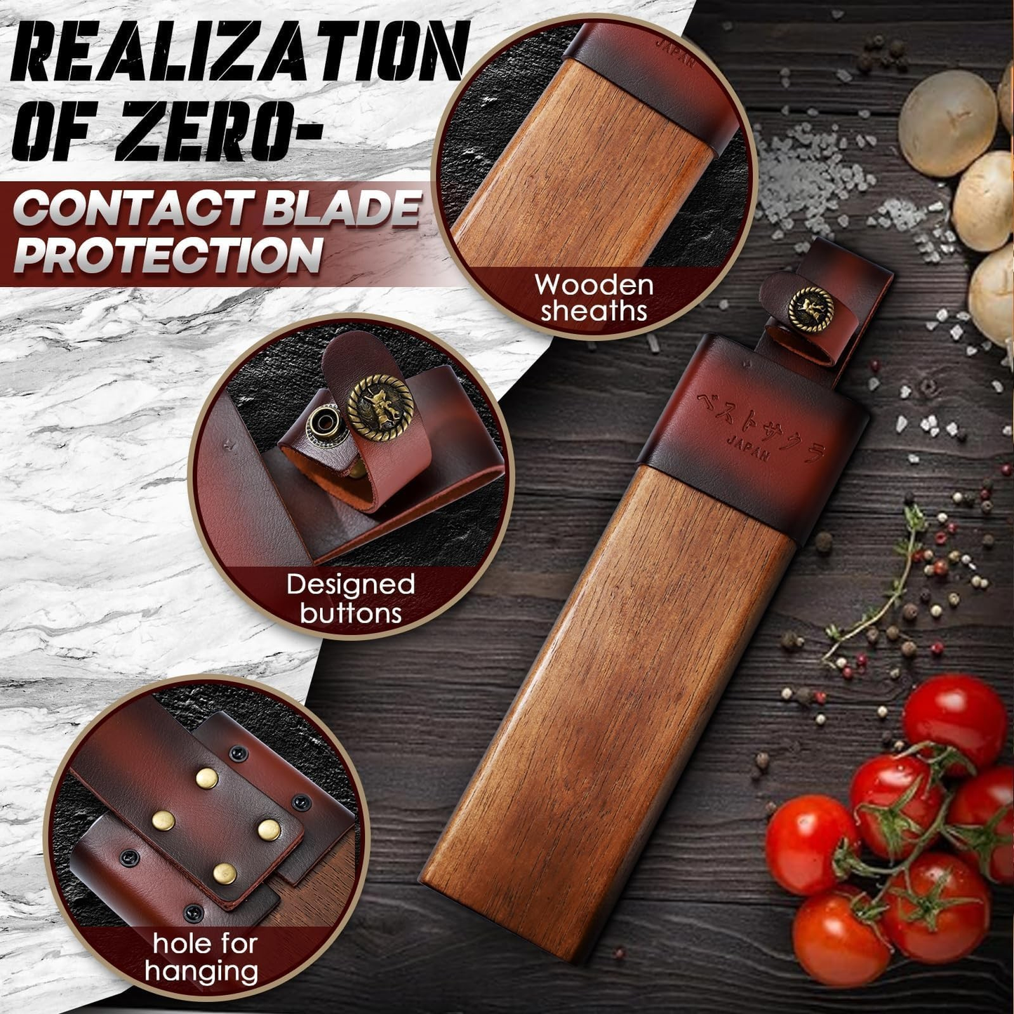 Freelander Japanese Style High Carbon Steel Machete with Red Sandalwood Ergon...