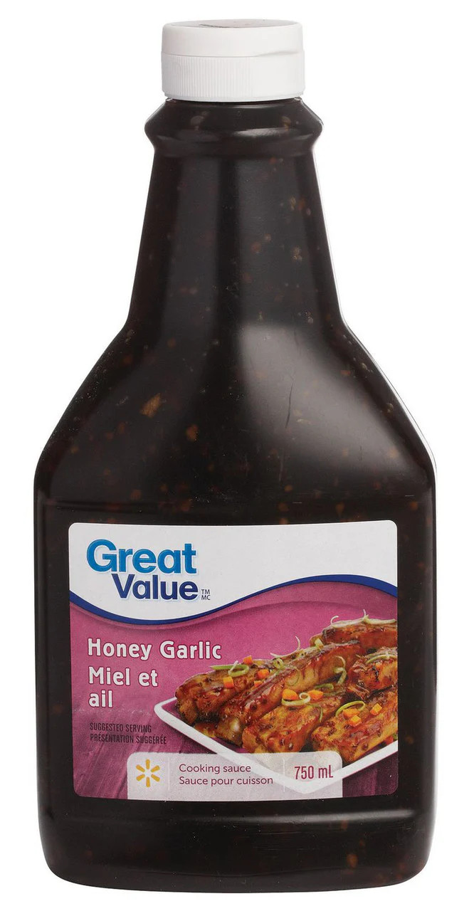 Great Value Honey Garlic Sauce 750mL Sweet & Savory Dipping Cooking Sauce