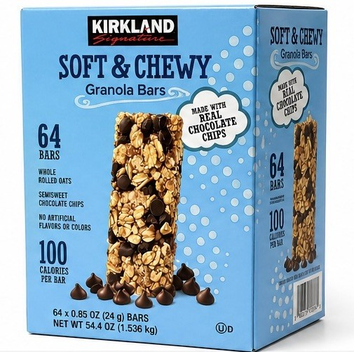 Kirkland Signature Soft & Chewy Granola Bars Chocolate Chip 64 Count 1.54 kg