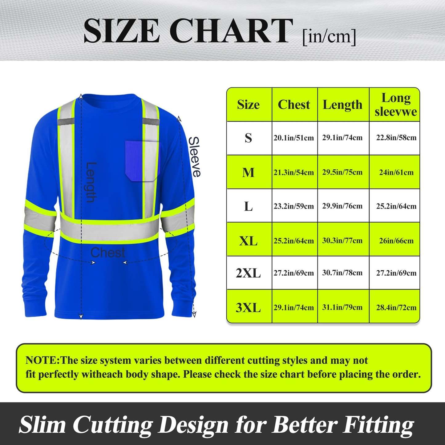 Hi-Vis Heavy Duty Men's Long Sleeve Reflective Safety T-Shirt (Free Shipping)