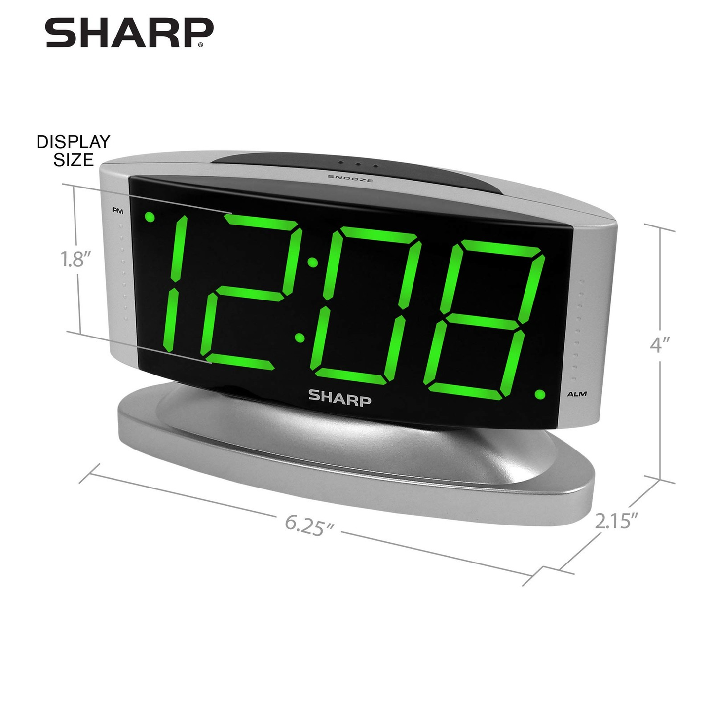 SHARP Home LED Digital Alarm Clock with Swivel Base Outlet Powered Easy Read Display Free shipping