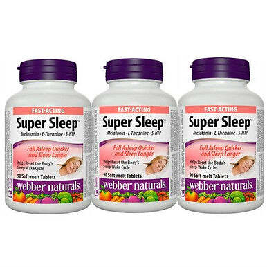 Webber Naturals Super Sleep Melatonin Plus L-Theanine & 5-HTP, 90 tablets (3)