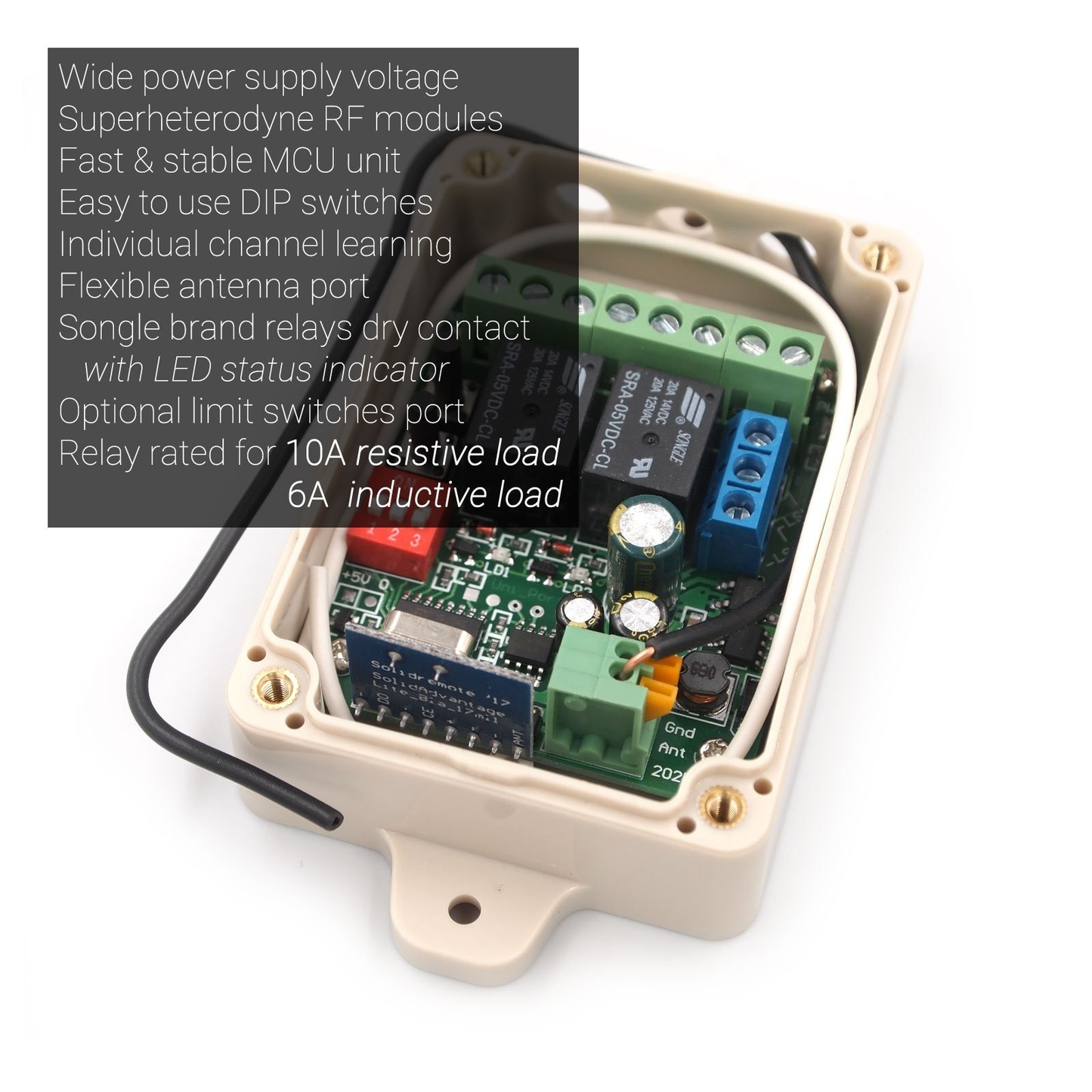 Solidremote 12V-24V Secure Wireless RF Remote Control Relay Switch