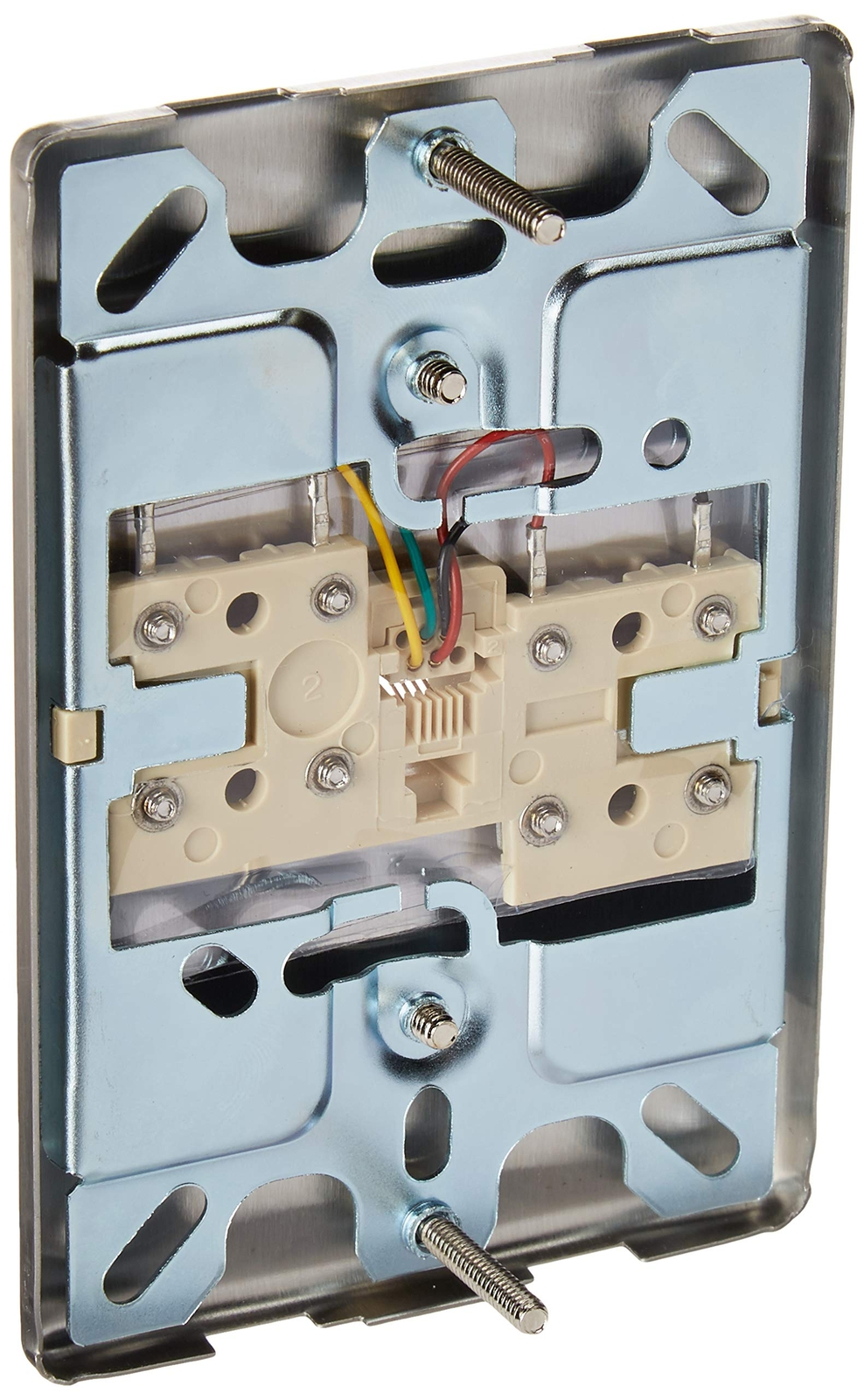 Leviton C0256-SS Telephone Wall Phone Wallplate Surface Mount Jack Stainless Steel 6P4C
