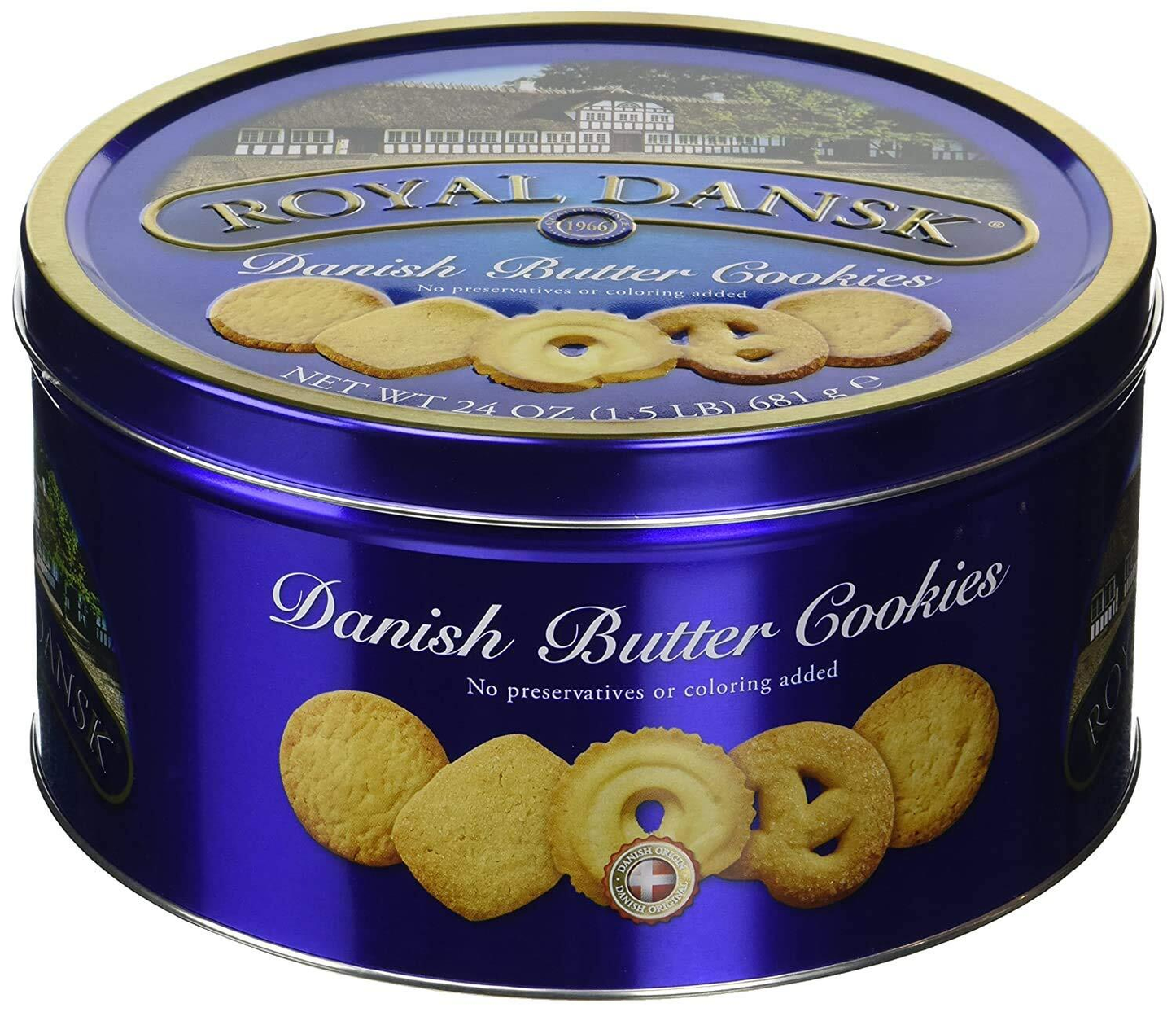 Royal Dansk Danish Butter Cookies Assorted Shapes 24 oz | Classic Cookie Tin | Free Shipping